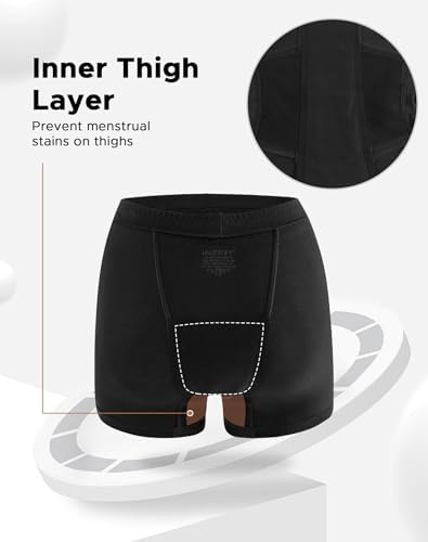 INNERSY Women's Heavy Flow Period Boyshorts Underwear(M,Black) — view 2