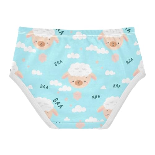 Cotton Toddler Underwear Floral Adorable Sheep Light Blue Clouds Panties Little Girl Durable Kids Undies Briefs 2t2