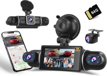 Cámara 360° para Auto 4 Canales 2K + FHD 1080P x3 WiFi