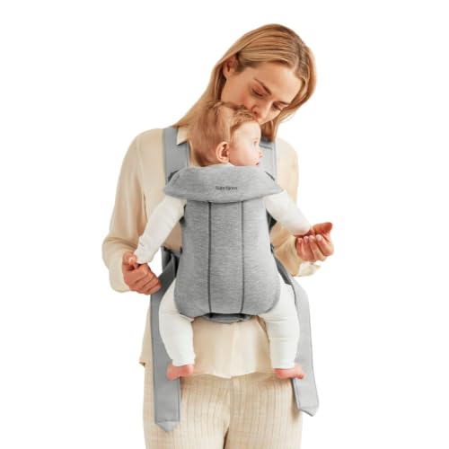 BABYBJÖRN Mochila Porta Bebé Mini, 3D Jersey, Gris Claro
