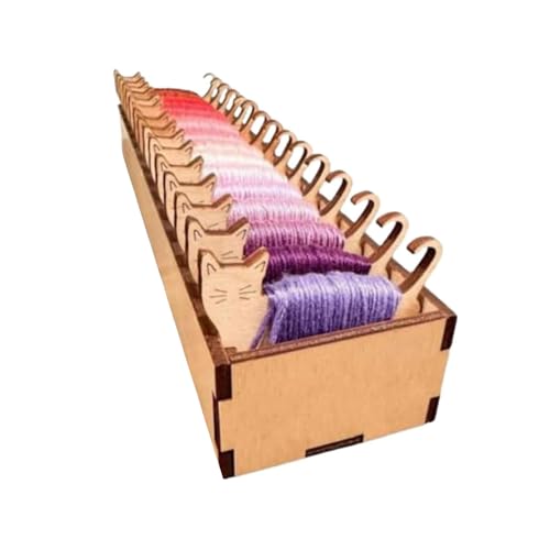 Ieron Juego de bobinas de Madera con Forma de Animal, Organizador de Hilo para Bricolaje (Gato)