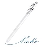 MEKOスタイラスタッチペン スマートフォン スライスペン スマホ タブレット iPad iPhone Android対応 USB充電式 極細ペン先1.5mm 導電繊維ペン先クリップ付き（ホワイト）