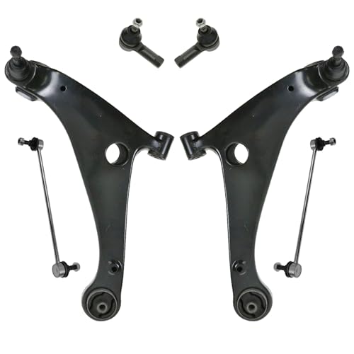 TRQ Front Steering & Suspension Kit Control Arm with Ball Joint Sway Bar Stabilizer Link Tie Rod Compatible with 2004-2012 Mitsubishi Galant