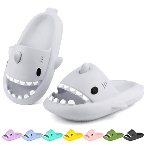 Image of Kids Shark Cloud Slides | Boys Girls Slip On Sandals | Toddler Beach Slippers | Youth Fish Flip Flops Pool Shower Shoes