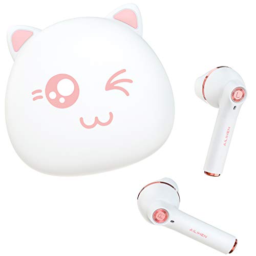 AILIHEN Hi Cat 可愛い完全ワイヤレス イヤホン Bluetooth 5.0+EDR 内蔵マイクIPX7防水 高音質 低遅延 猫型イヤフォン最大6時間連続再生 タッチコントロール 片耳/両耳 ノイズキャンセリング PSE認証済 コンパクト iPhone Android 対応 誕生日プレゼント 親友 記念品 (ピンクホワイト) AILIHEN Hi Cat 可愛い完全ワイヤレス イヤホン Bluetooth 5.0+EDR 内蔵マイクIPX7防水 高音質 低遅延 猫型イヤフォン最大6時間連続再生 タッチコントロール 片耳/両耳 ノイズキャンセリング PSE認証済 コンパクト iPhone Android 対応 誕生日プレゼント 親友 記念品 (ピンクホワイト)