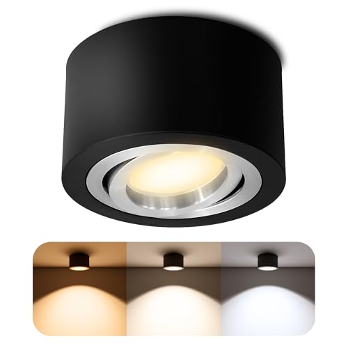 SSC-LUXon® runder LED Aufbaustrahler schwarz dimmbar - mit LED Modul 4W...