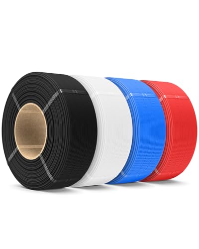 Image of SUNLU 4KG PLA Filament Refill 1.75mm, 1000g PLA Matte Filament Bundle 4 Packs, 3D Printer Filament Refill for Reusable Spools, Fit for Most Brand Spool. 1KG /Roll, Black+White+Red+Klein Blue