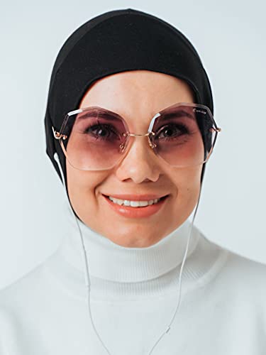 Innovative Instant Hijab with Openings for Glasses and Headphones, Sport head scarf, ready to wear muslim accessories for women (black)4