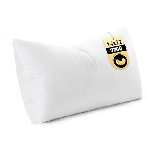 MIULEE 14x22 Inch Down Feather Pillow Insert with Cotton Fabric