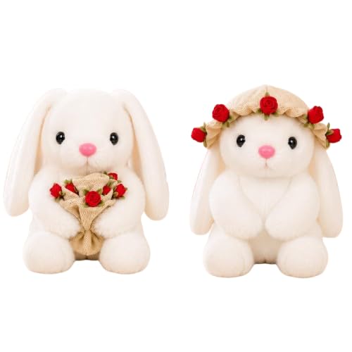 Image of SCOOBA 2 in 1 Bouquet Cap Bunny Soft Toy 15cm (Transformation Bouquet Bunny White)