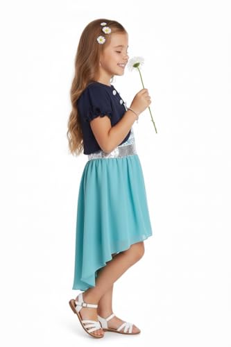 Image of ToBeInStyle Girls Two Piece Short Sleeve Dress and Matching Bolero Crop Cardigan Assorted Prints Cotton Blend Summer Outfit