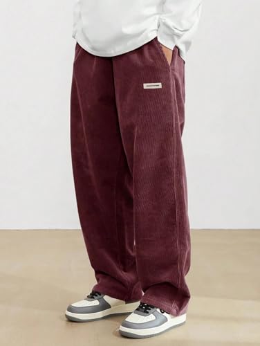 Image of KOTTY Men's Solid|Button|Wide|Loose fit|Corduroy Trousers & Pant for Men