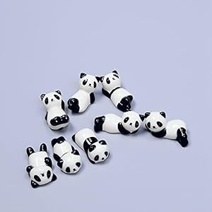 Cntqiang 8-teiliges Panda Keramik Essstäbchenablagen Set
