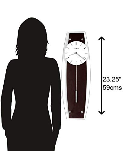 Howard Miller Cyrus Wall Clock 625-401 – Black Coffee Finish Back Panel, Polish Nickle Finish Accents, Cylindrical Pendulum, Quartz Movement, Modern Home Decor #TOP5