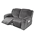 6-teiliger Samt-Stretch-Liegesofa-Bezug Liegesofabezug Liegesofa Slipcove 2-Sitzer-Liegesitz-Liegebezug dick weich waschbar -grau A