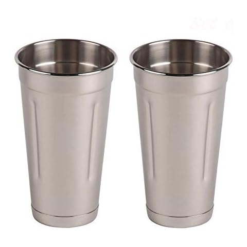 (Set of 2) 30 oz Stainless Steel Malt Cups by Tezzorio, Professional Blender Cups, Milkshake Cups, Cocktail Mixing Cups Cover