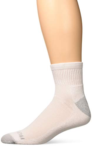 Fruit of the Loom Men's Half Cushion Dual Defense Ankle Socks (12 Pack), White, Shoe Size: 6-12