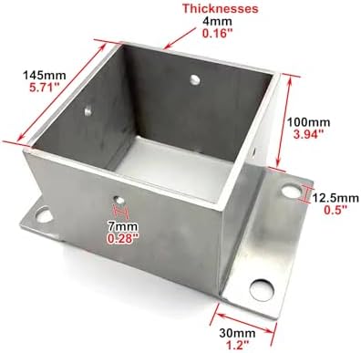 304 Stainless Steel Pergola Post Base Support Bracket, Pre-Installed Hole & Screw, DIY Square Railing Protector for 80x80mm (3.15x3.15in) Fences