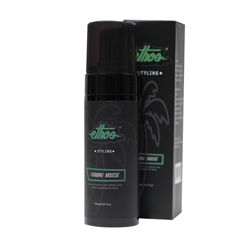 Ethos Styling Mousse - Foaming Volumizer for Curly Hair, Hydrating with Shine and Frizz Control for Men