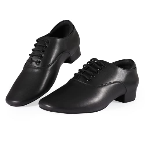 Black Ballroom Dance Shoes Leather Character Shoes for Men's Salsa Latin Tango Dancing4