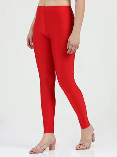 Image of Women's Nylon Shimmer Leggings | Ankle Length | Slim Fit | Stretchable Spandex Leggings | Shiny Finish | Casual Wear & Special Occasion