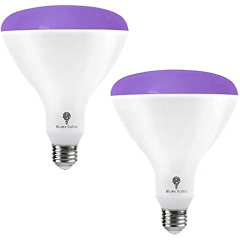 BR40 Black Light Bulb 2 Pack LED Black Light Bulbs,18W (140W Equivalent) BR40 E26 for Glow in The Dark, Level 385-400nm, Black Light Bulb for Blacklight Party, Body Paint Fluorescent Poster, Neon Glow Cover