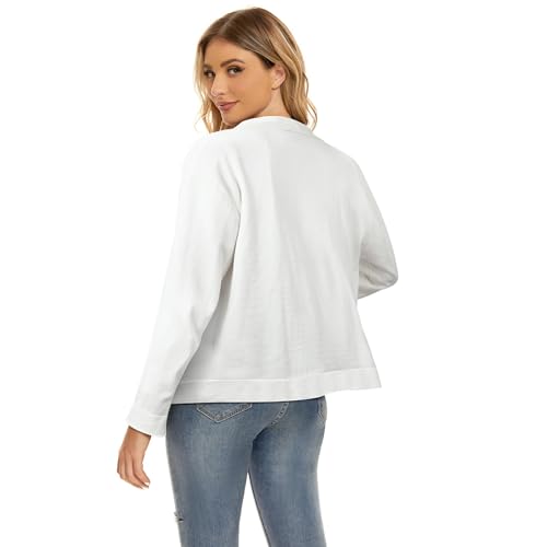 Women's Long Sleeve Cardigan White Open Front Bolero Shrugs Sweater for Women Casual Jeans Dress2