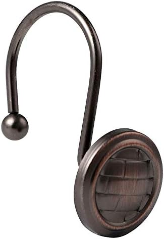 Shower Curtain Rings Hooks, Rust-Resistant Metal Shower Hooks Rings for Bathroom Shower Rods Curtains 12 Pack Oil-Rubbed Bronze
