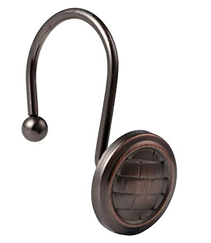 Shower Curtain Rings Hooks, Rust-Resistant Metal Shower Hooks Rings For Bathroom Shower Rods Curtains 12 Pack Oil-Rubbed Bronze #TOP1