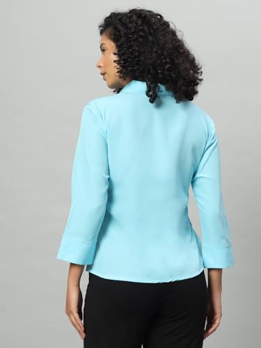 Image of FUNDAY FASHION Women's Crepe Regular Fit Solid V Collered Casual Shirt