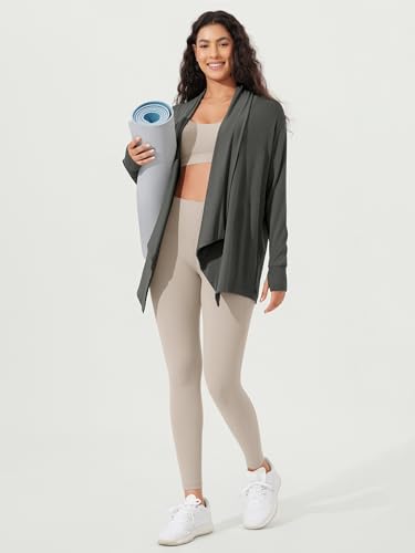 Image of ODODOS Women's Drape Open Front Cardigans Cozy Soft Long Sleeve Casual Wrap Outerwear with Pockets Thumb Hole