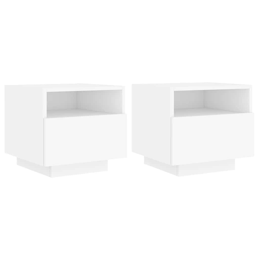 B&Q -  Bedside Cabinets With Led Lights 2 Pcs White 40X39X37 Cm