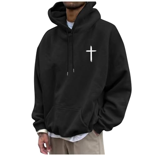 Christian Hoodie for Men God Loves You Letter Print Crewneck Causal Sweatshirt with Pocket Fall Drawstring Aesthetic Hoodies2