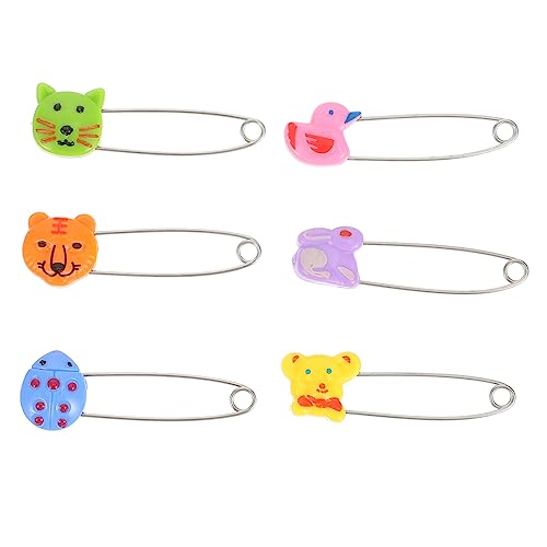 Gogogmee 30Pcs Animal Safety Pins with Plastic Heads Durable Diaper Pins for Care Safety Brooches for Secure Fastening for Cloth Diapers and More