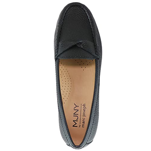 Marc Joseph New York Womens Casual Comfortable Genuine Leather Lightweight Driving Moccasins Classic Fashion Twisted Penny Slip On Ladies Driving Loafer Flat Shoes Black Tumbled 5.5 #TOP5