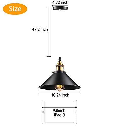 Licperron Industrial Pendant Light E26 E27 Base, Vintage Retro Pendant Light Fixtures Home Kitchen Lighting UL Approval, Bar Lights Hanging, 3 Pack - Image 7