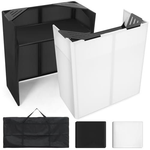 Portable DJ Facade Table Station, 44'x41'x21' DJ Event Booth Facade with Black & White Scrim, Metal...