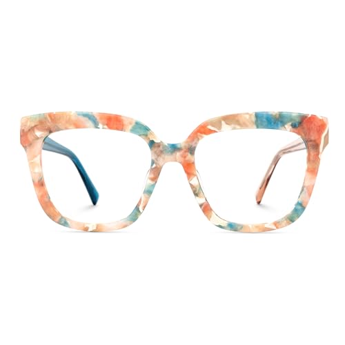 Image of Zeelool Glasses Frame for Women, Square Fashion Eyeglasses Eyewear Frame with Non-prescription Clear Lens & Spring Hinges ZJGA716969-10