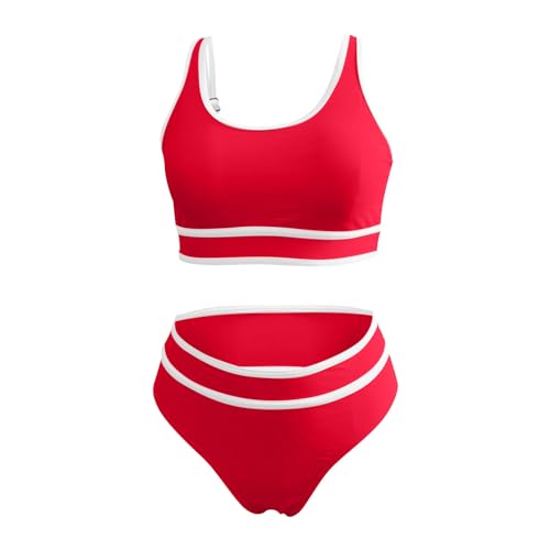 Women Two Piece High Waist Bikini Set Color Block Sporty Swimsuits Tummy Control Athletic Bathing Suit for Teen Girls3