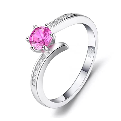 Bijoux de mariage saphir rose solitaire argent idéal pour déclaration