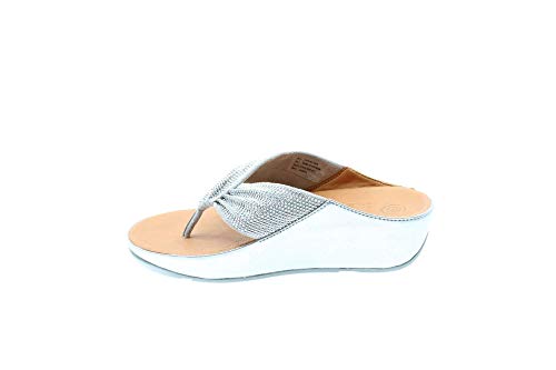 FitFlop™ Twiss Crystal Womens Toe Post Sandals 5 UK/ 38 EU Plata