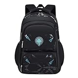 Mochila Masculina Bolsa Escolar Infantil Meninos Grande Espaço Lápis Fichario Notebook (PRETO)