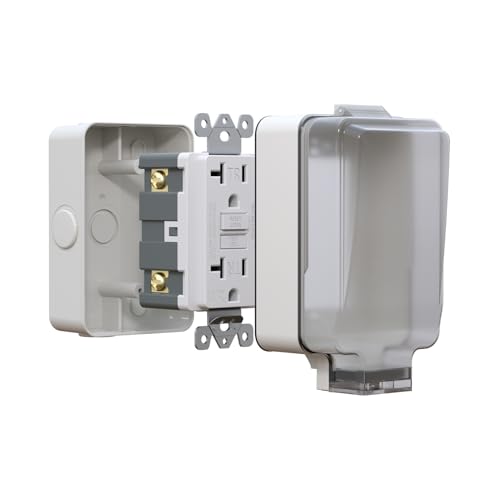 [UL Listed] BSEED 20 Amp GFCI Outdoor Electrical Outlet Box IP66 Waterproof & Lockable Enclosure Outdoor Outlet Box with Weather & Tamper Resistant GFCI Receptacle for Gardens Yards