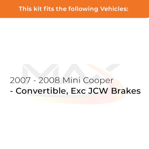 Image of Max Advanced Brakes Front & Rear Brake Kit Compatible With 2007 2008 Mini Cooper Convertible Excl. JCW Brakes Replacement Geomet Coated OE Disc Brake Rotors and Ceramic Brake Pads