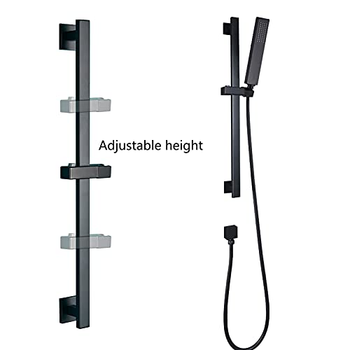 Ensemble de douche combiné monté au plafond noir avec cascade laiton