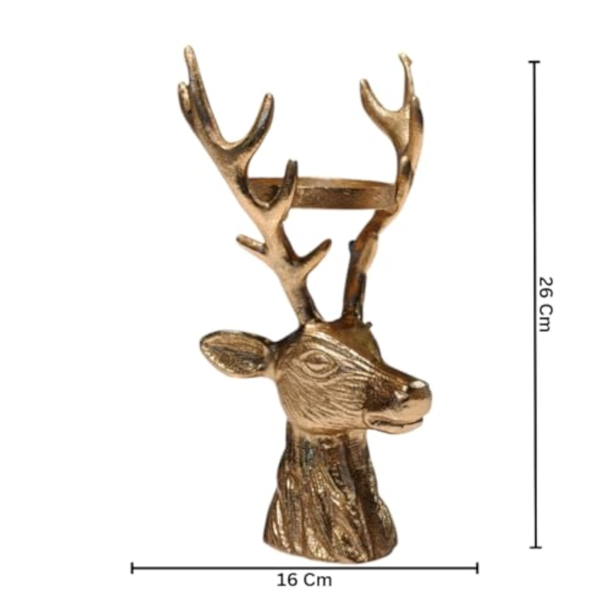 Brass Gold Finish Deer Head Candle Holder