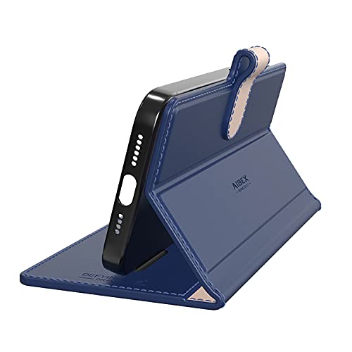 Image of AIBEX Premium Flip Case Cover Shockproof PU Leather Flip Case Foldable Stand & Pocket Magnetic Closure for Vivo V21 5G - Blue