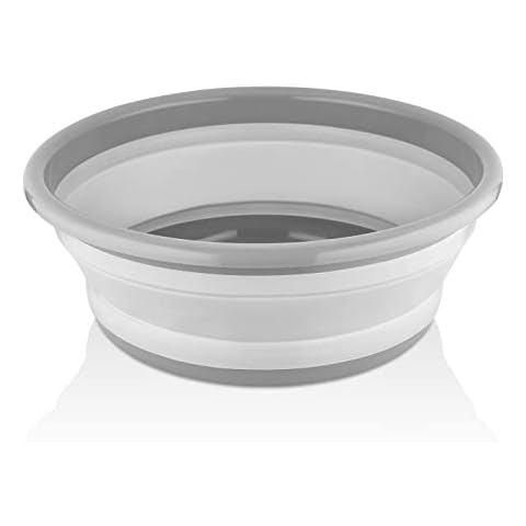 SECEN LONDON - 9L Collapsible Tub,Collapsible Washing Tub, Foldable Dish Tub, Portable Washing Basin, Space Saving Plastic Washtub-Portable Outdoor Picnic Basket/Crater (Grey) Cover