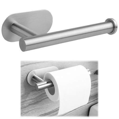 Plateado15.8 x 8.2 x 4.5 cm Portarrollos de Papel Higiénico Autoadhesivo Sin Taladrar, con Freno para Desenrollado de Una Mano, Diseño Moderno