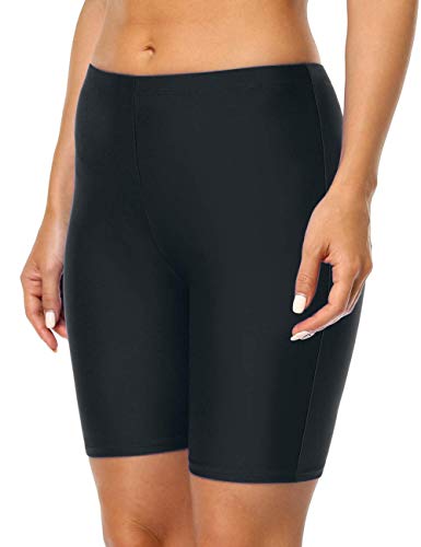Mycoco Women's Long Bike Swim Shorts Upf 50+ Swim Bottom Board Shorts Rash Guard Shorts Black 18 #TOP2